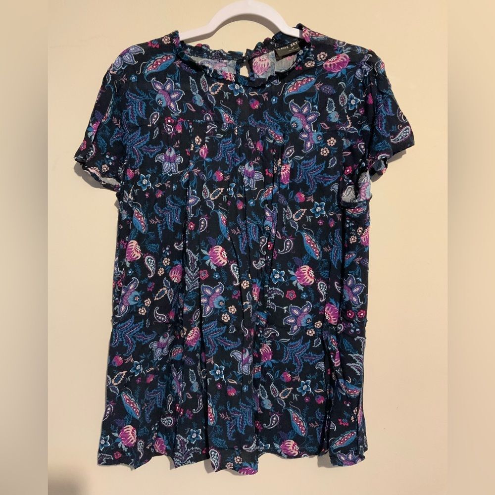 Lane Bryant Floral Blouse - Navy and Pink 14